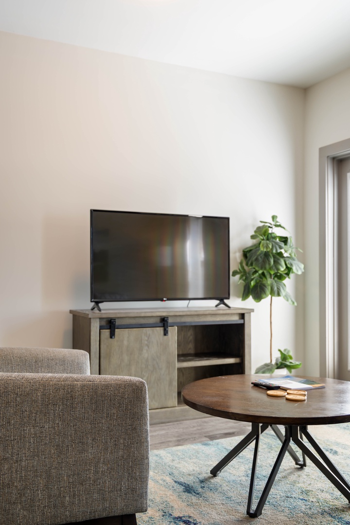 Enjoy movie nights, your favorite shows, or game day on the large Smart TV with streaming capabilities.