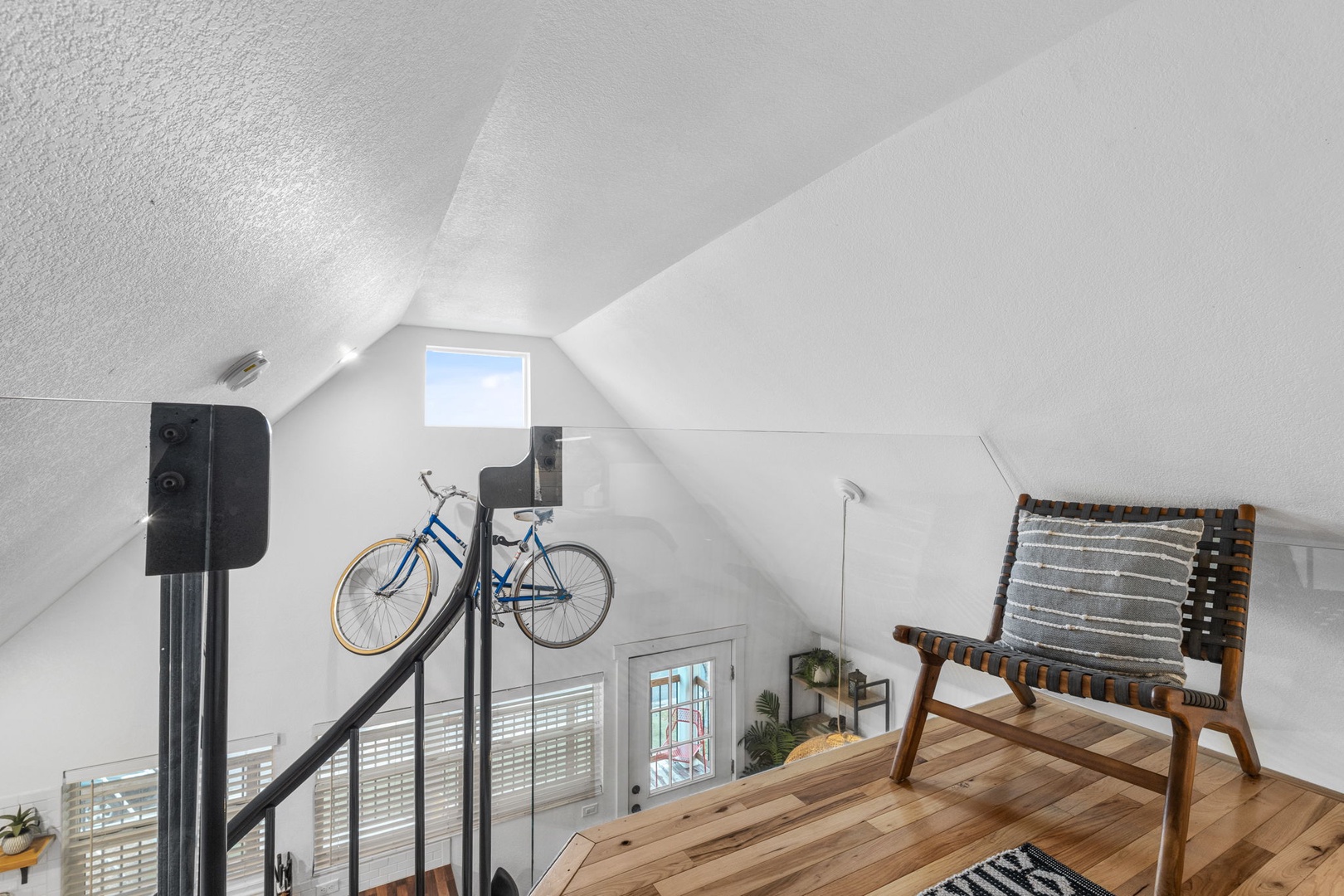Your stylish loft space features soaring ceilings and creative decor, perfect for unwinding after exploring the area.