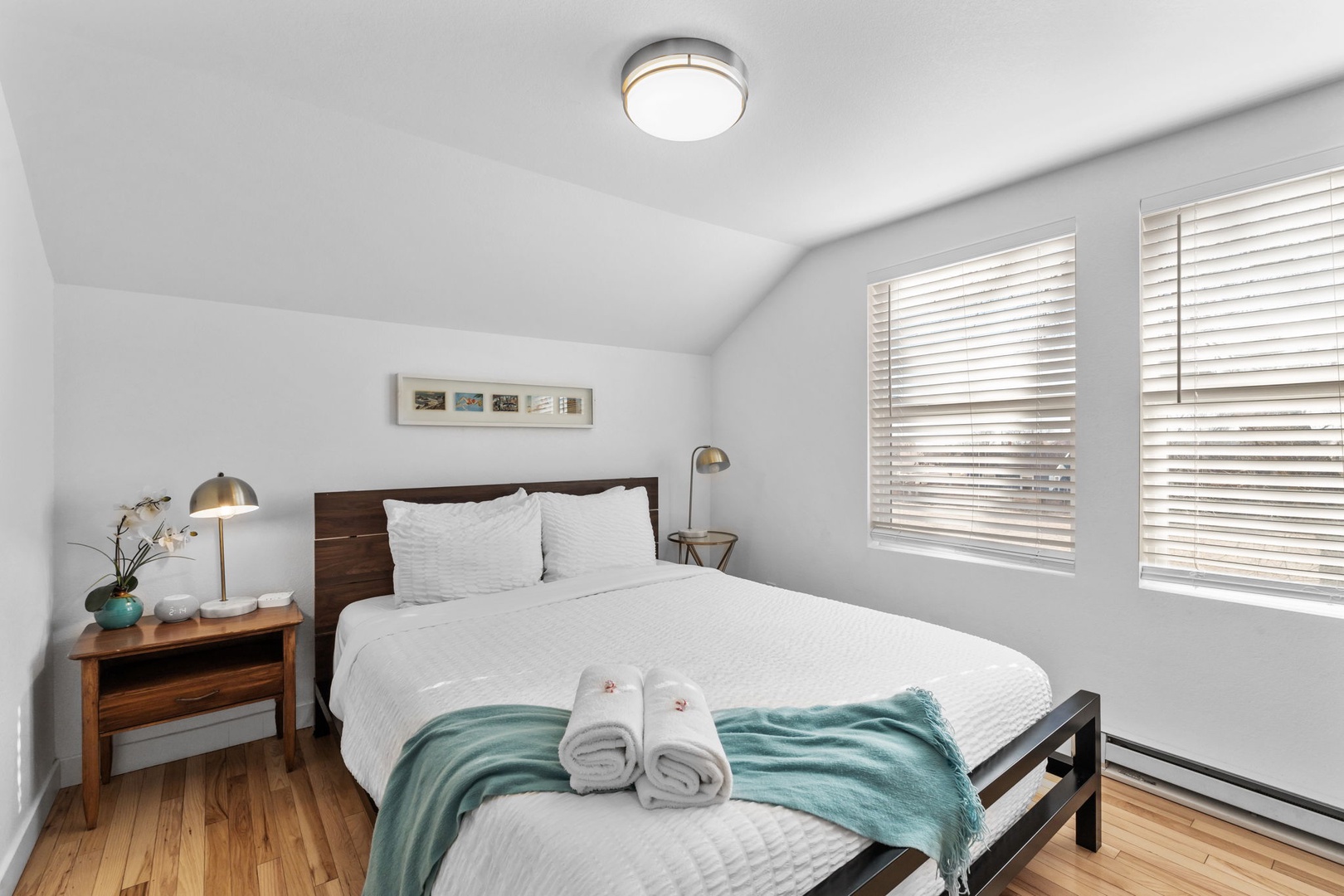 Drift off peacefully in your cozy bedroom, where soft linens and gentle natural light create the perfect retreat.