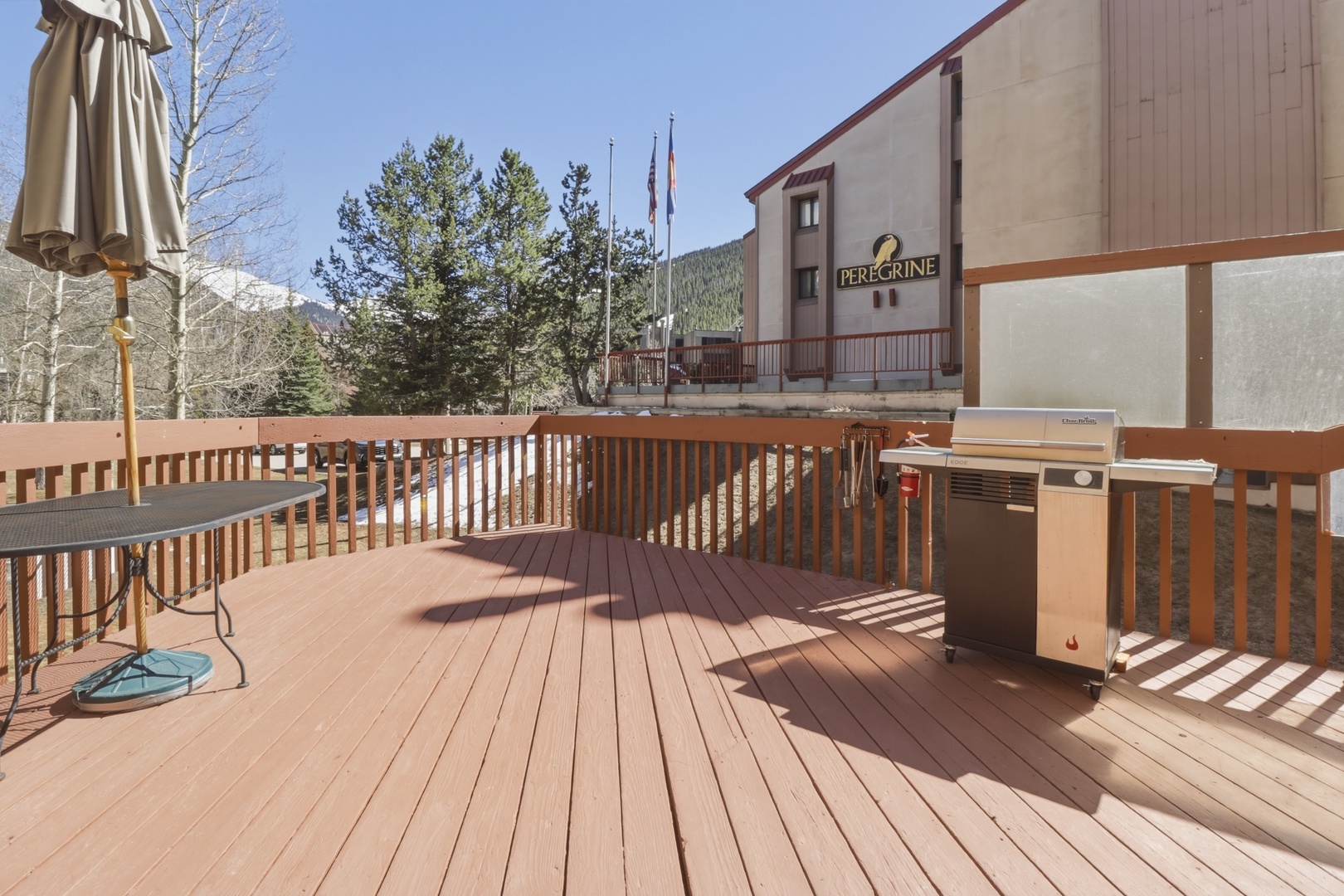Your private deck awaits with a premium grill for mountain barbecues and sunny alpine dining.