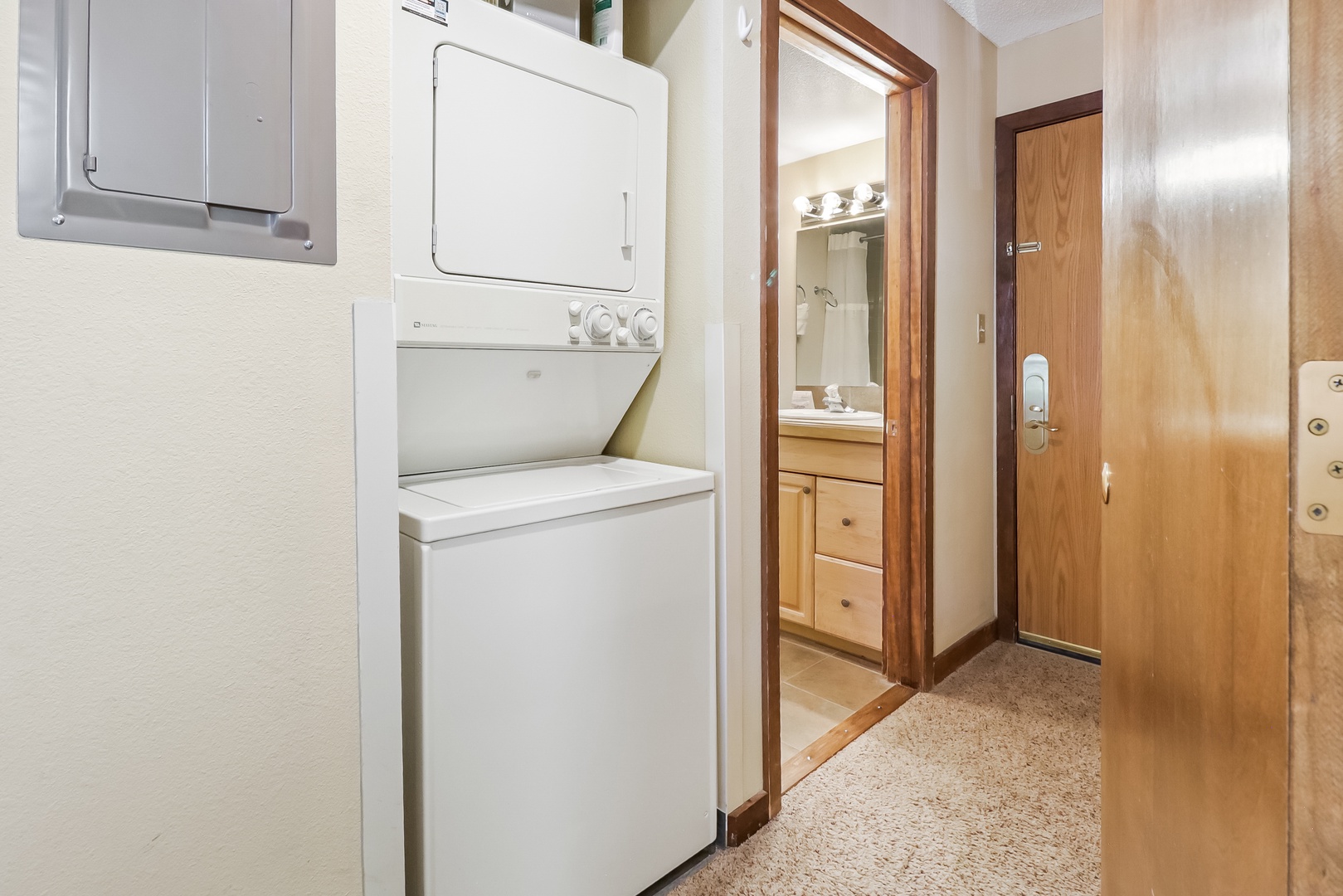 Your personal laundry space makes long stays effortless with convenient in-unit washer and dryer.