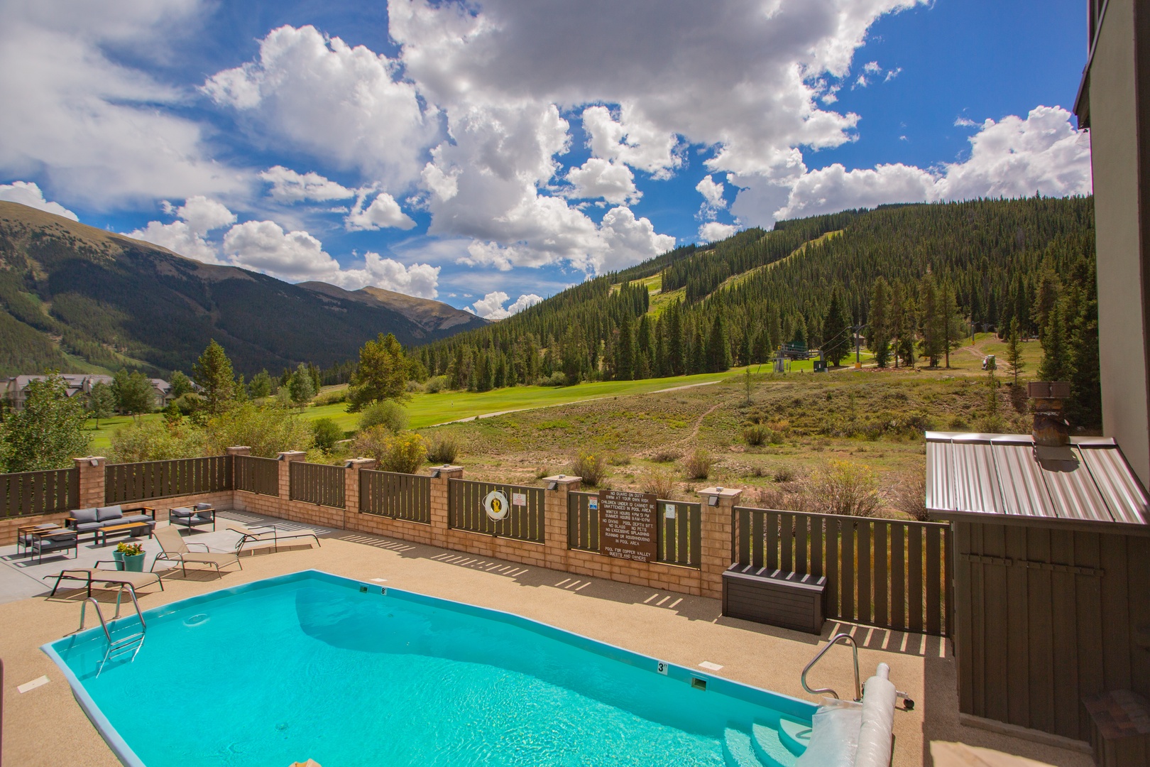 Imagine stepping out to your private pool with sweeping mountain views and lush alpine scenery stretching before you—an idyllic retreat surrounded by nature's grandeur.