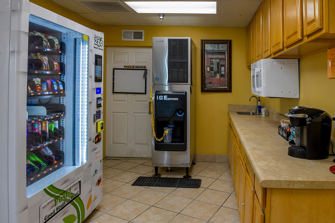 Your home away from home features a convenient kitchenette with microwave and coffee maker, plus 24/7 snacks and ice nearby.