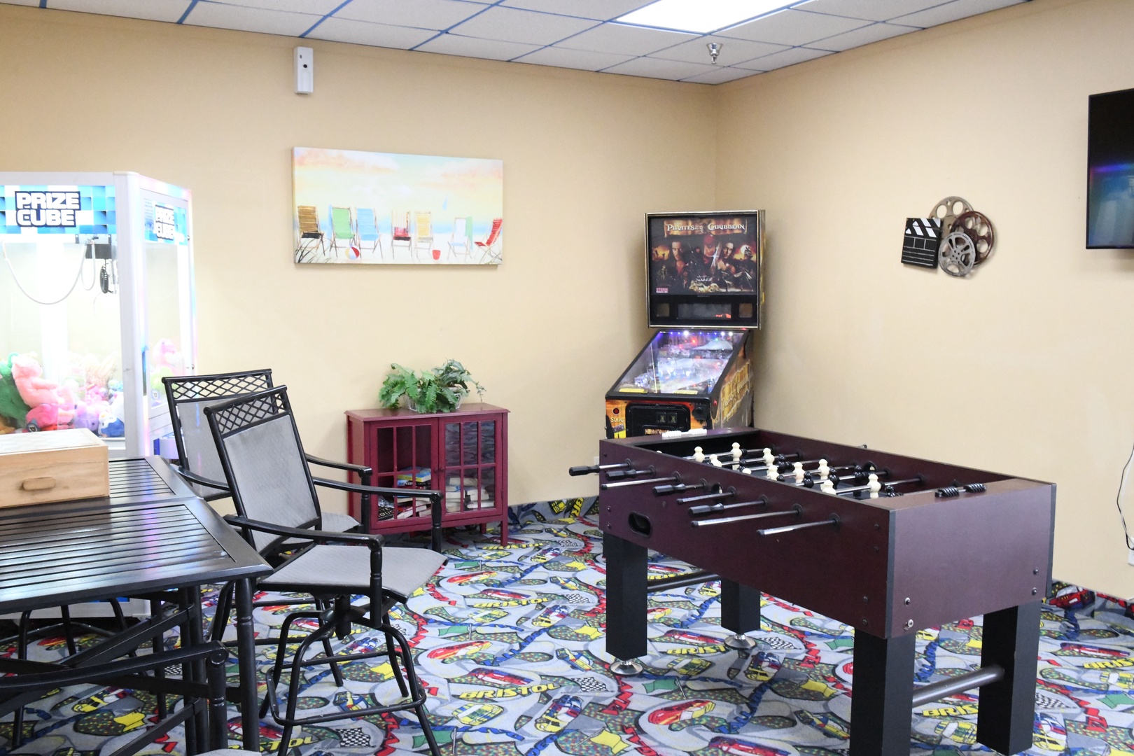 Unwind in your private game room with foosball, pinball, and arcade classics—perfect for friendly competition and carefree fun.