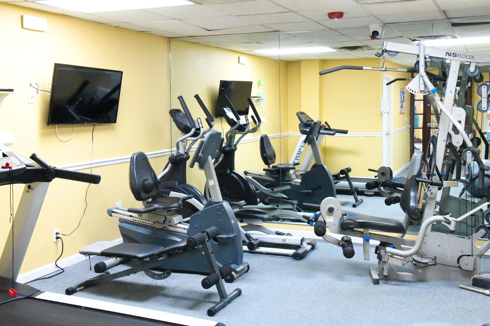 Stay active in your bright, fully equipped fitness center featuring cardio machines, strength training equipment, and entertainment to keep you motivated throughout your workout.