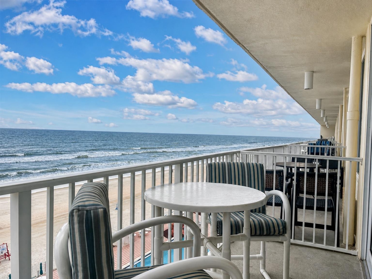 Step out to your private balcony and breathe in the fresh sea air as gentle waves roll in below. Settle into the cozy seating with your morning coffee or evening drink and lose yourself in the endless horizon and soothing rhythm of the ocean.