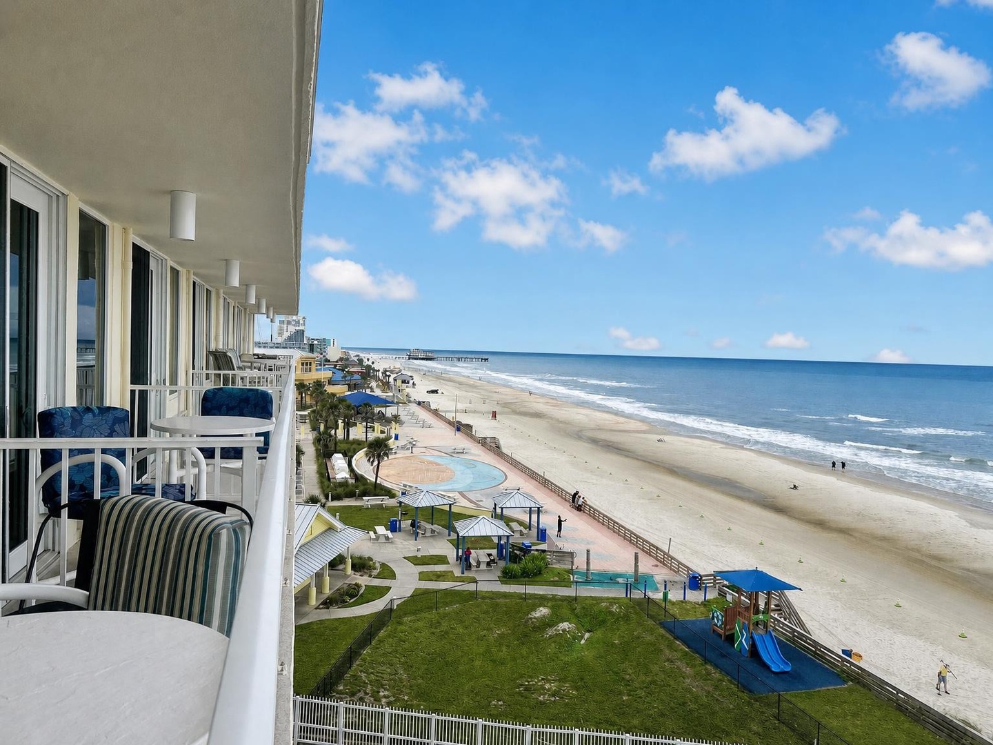Step onto your private balcony and take in stunning ocean and beach views. Relax in the comfortable seating as you watch waves roll in and listen to the sea breeze—your perfect coastal retreat awaits.