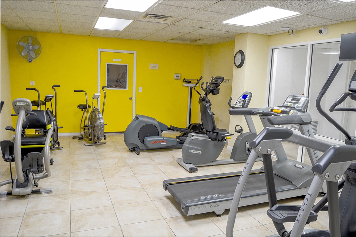 Step into your bright, fully-equipped fitness center with treadmills, ellipticals, and cardio equipment to keep your routine on track.