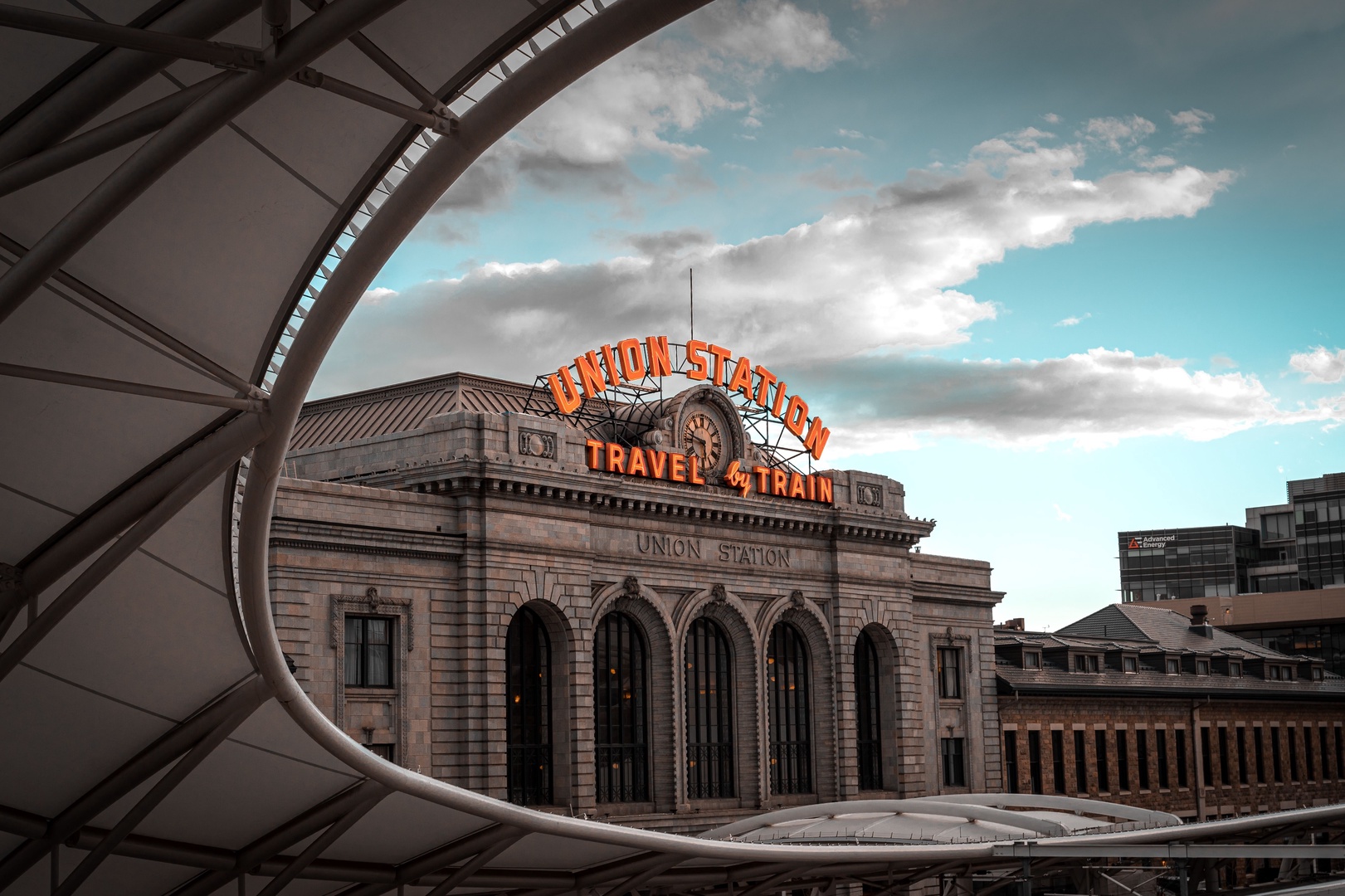 Historic Union Station's grand architecture creates an impressive landmark in the surrounding downtown area.