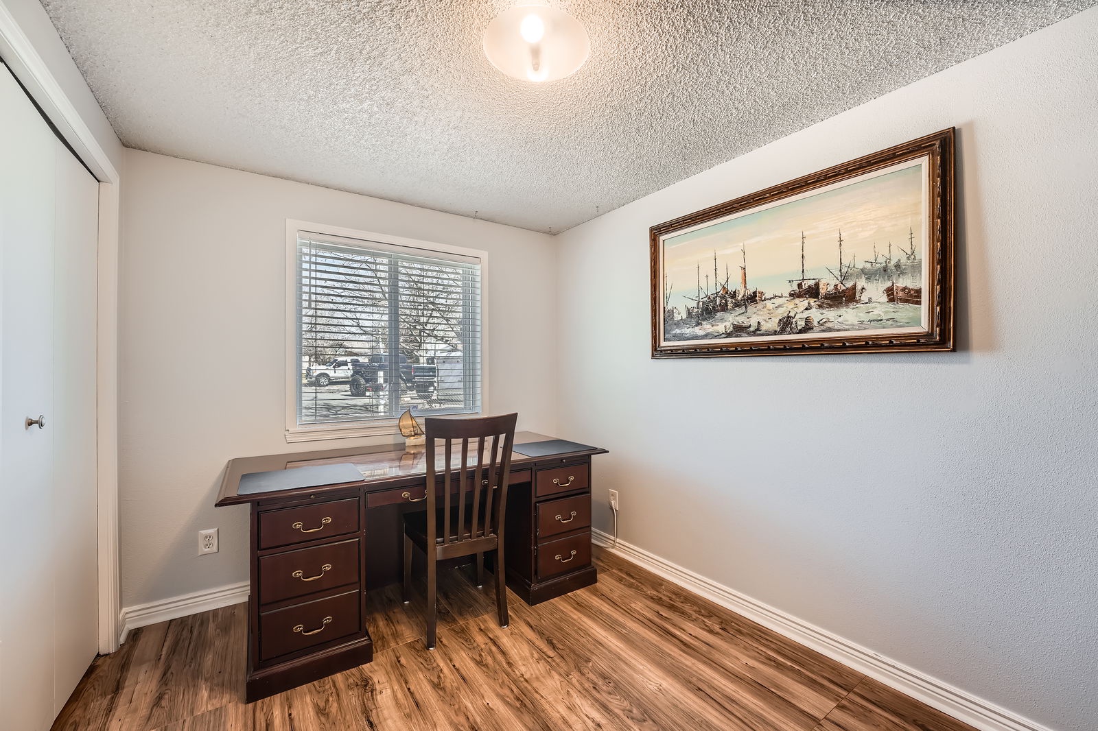 Your private workspace awaits with rich wood furnishings, inspiring nautical art, and natural light to fuel your productivity.