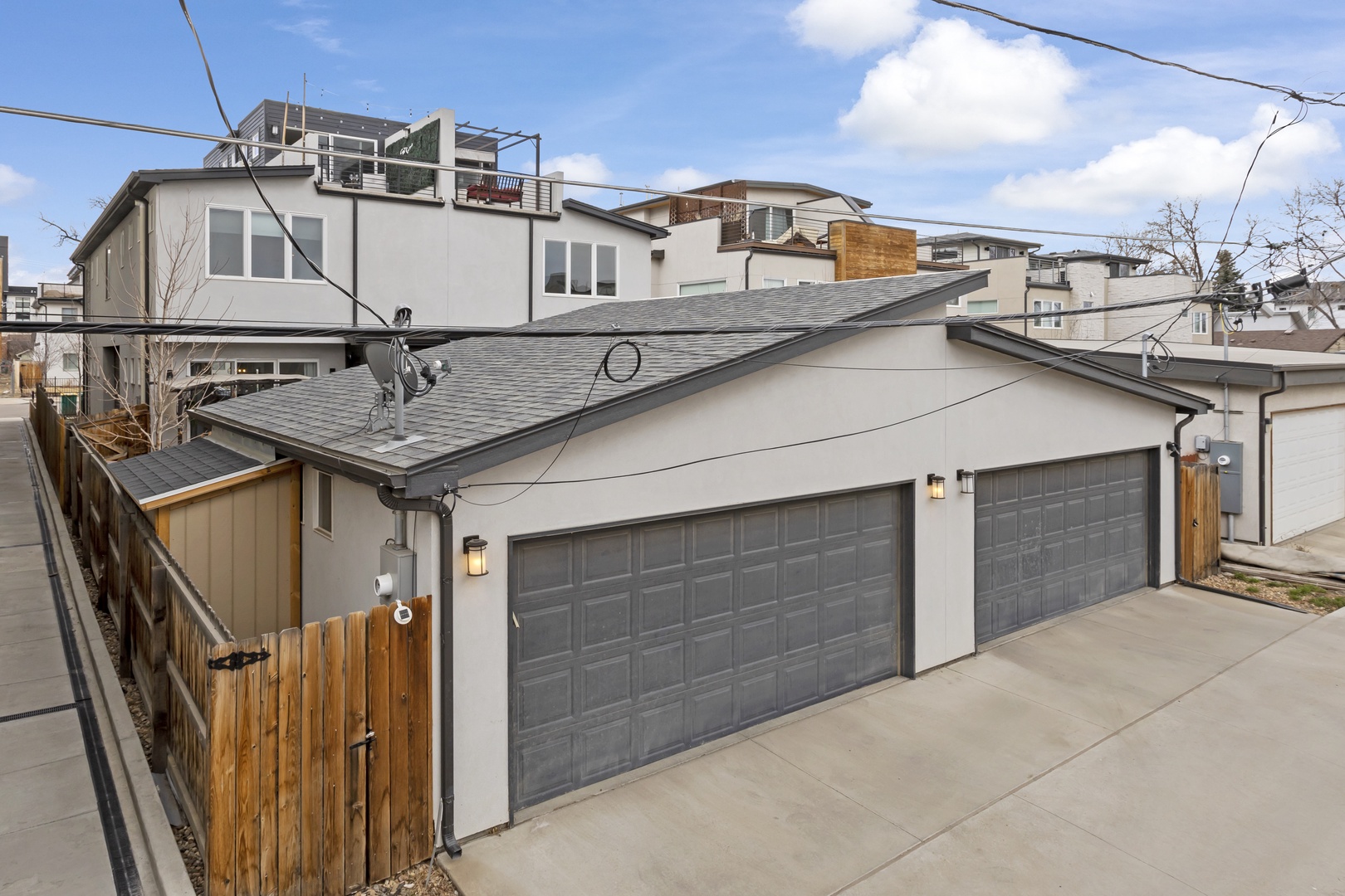 Modern residential property with convenient garage parking in a vibrant neighborhood setting.
