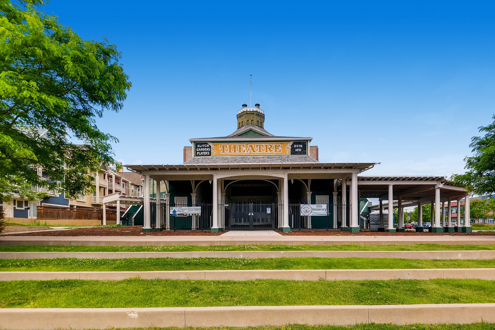 A historic theatre building sits in the surrounding area, offering a glimpse into local culture and entertainment just a short distance from the property.