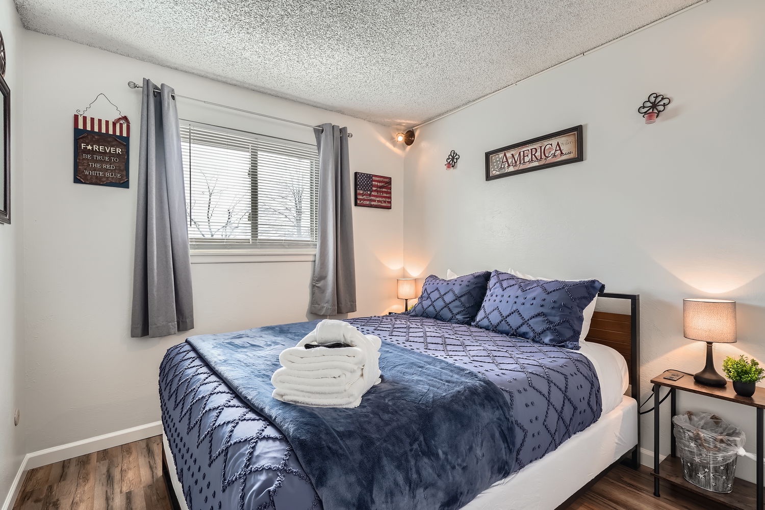 Sink into your cozy bed after a day of adventure, with fresh linens and thoughtful touches welcoming you to unwind in this peaceful space.
