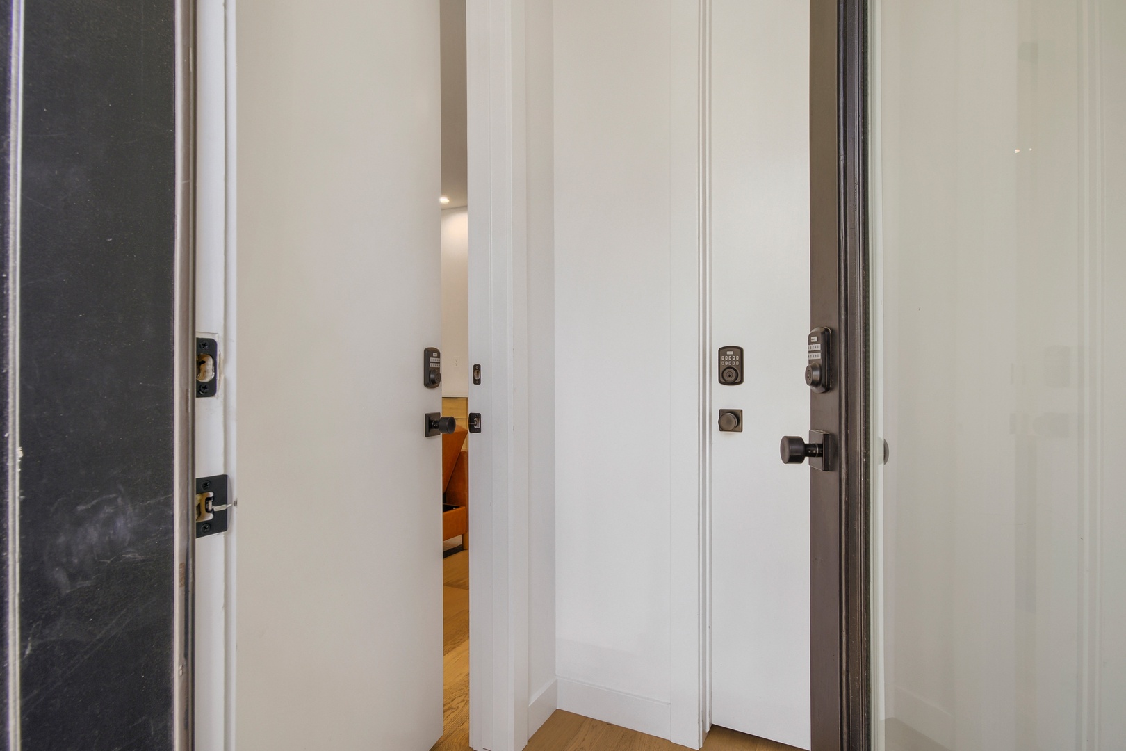 The property entrance features secure keypad entry, ensuring your privacy and peace of mind throughout your stay.