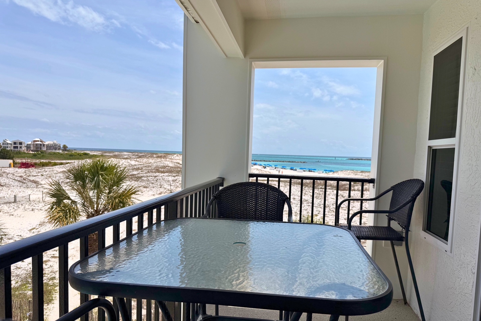 Sip your morning coffee at your private table while the turquoise waves roll in just steps away. The soft ocean breeze and endless horizon make every moment here unforgettable.