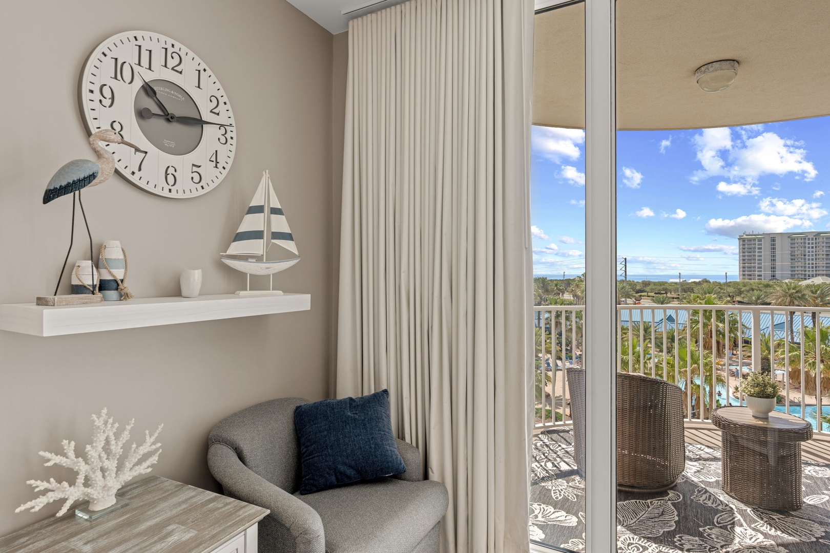 Your private balcony awaits, where you can sip your morning coffee while soaking in the pool views and sunny Florida skies. Step outside and let the coastal breeze remind you that vacation has officially begun.