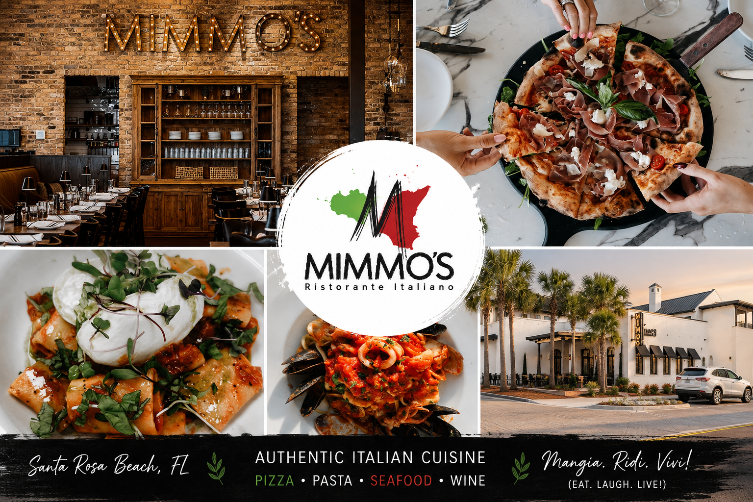 Mimmo's 30A Ristorante Italiano is a highly rated Italian restaurant offering authentic Sicilian family recipes, handcrafted dishes, and a warm atmosphere that blends old-world charm with modern style.