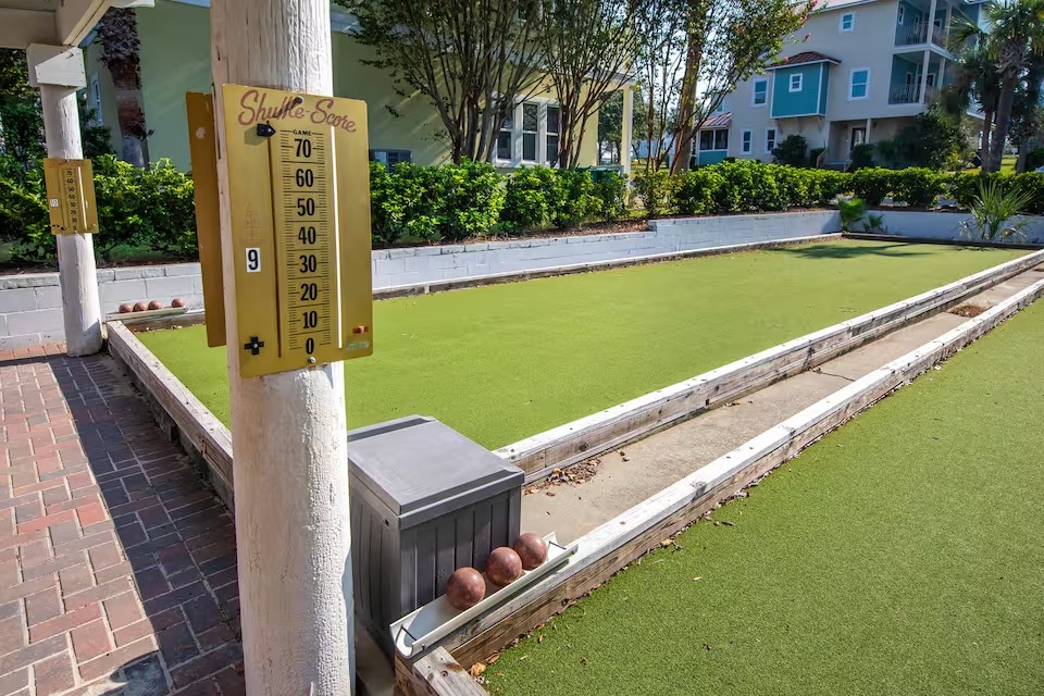 Enjoy a classic outdoor game at the community bocce ball courts. Perfect for friendly competition and relaxed afternoons in the coastal sunshine. A fun gathering spot for guests of all ages to unwind and enjoy the outdoors.
