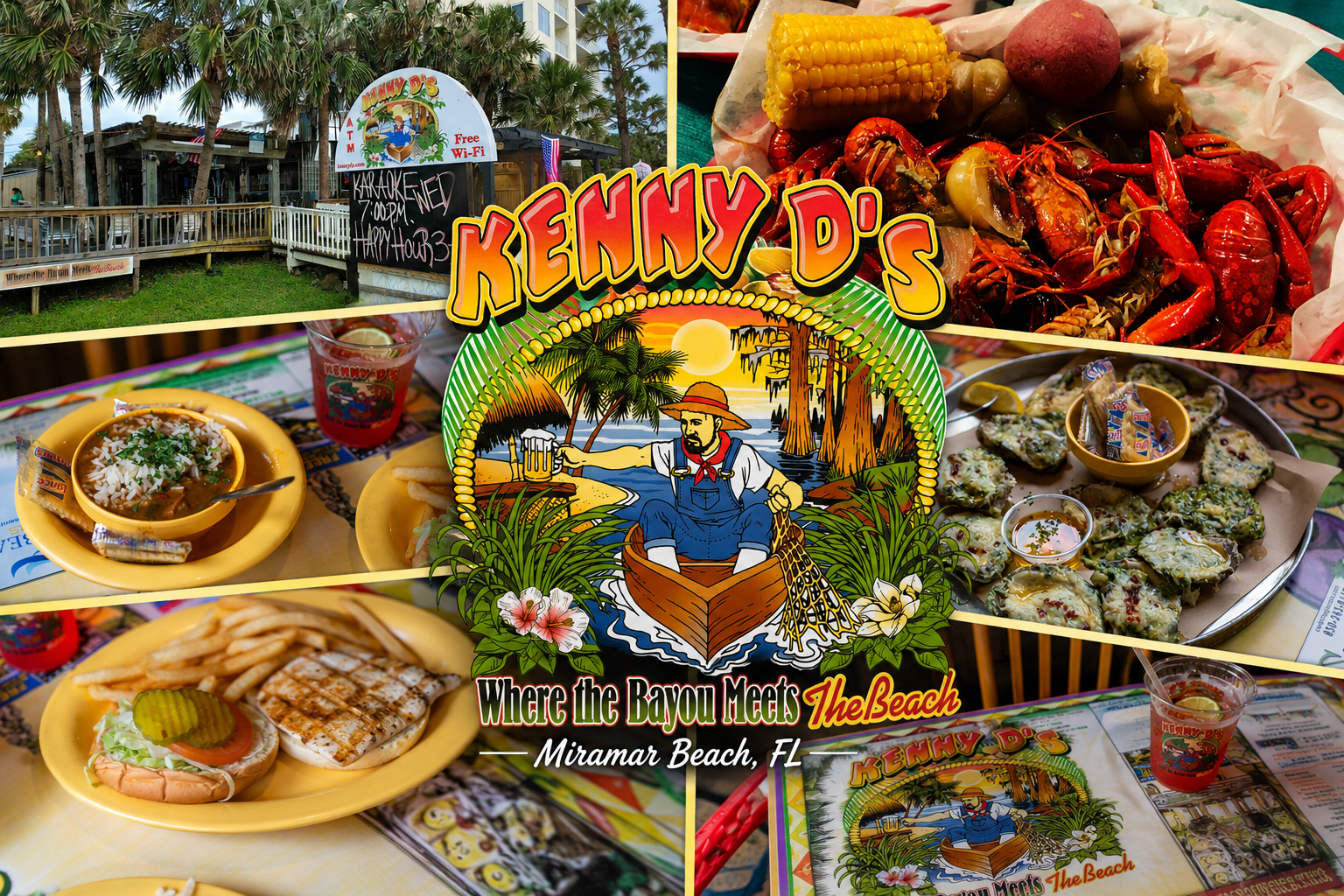 Kenny D’s Beach Bar & Grill is a laid-back Cajun spot in Miramar Beach, FL, serving authentic New Orleans-style seafood and beachside favorites just steps from the Gulf in a fun, casual atmosphere.