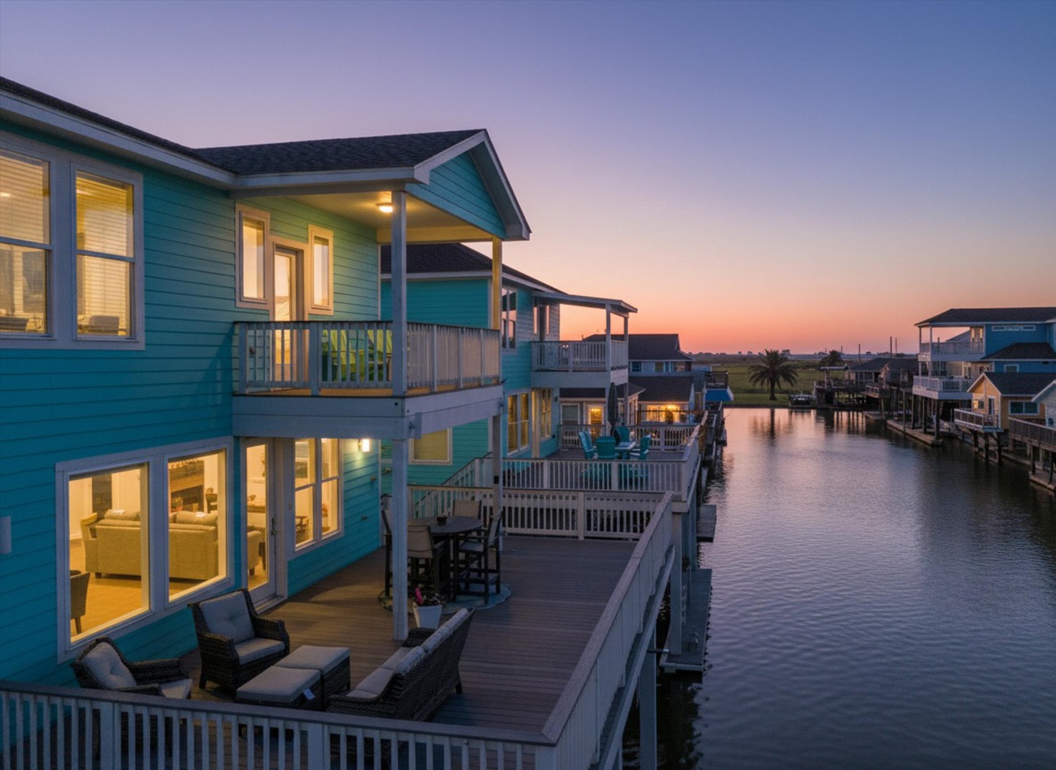 Decks at twilight