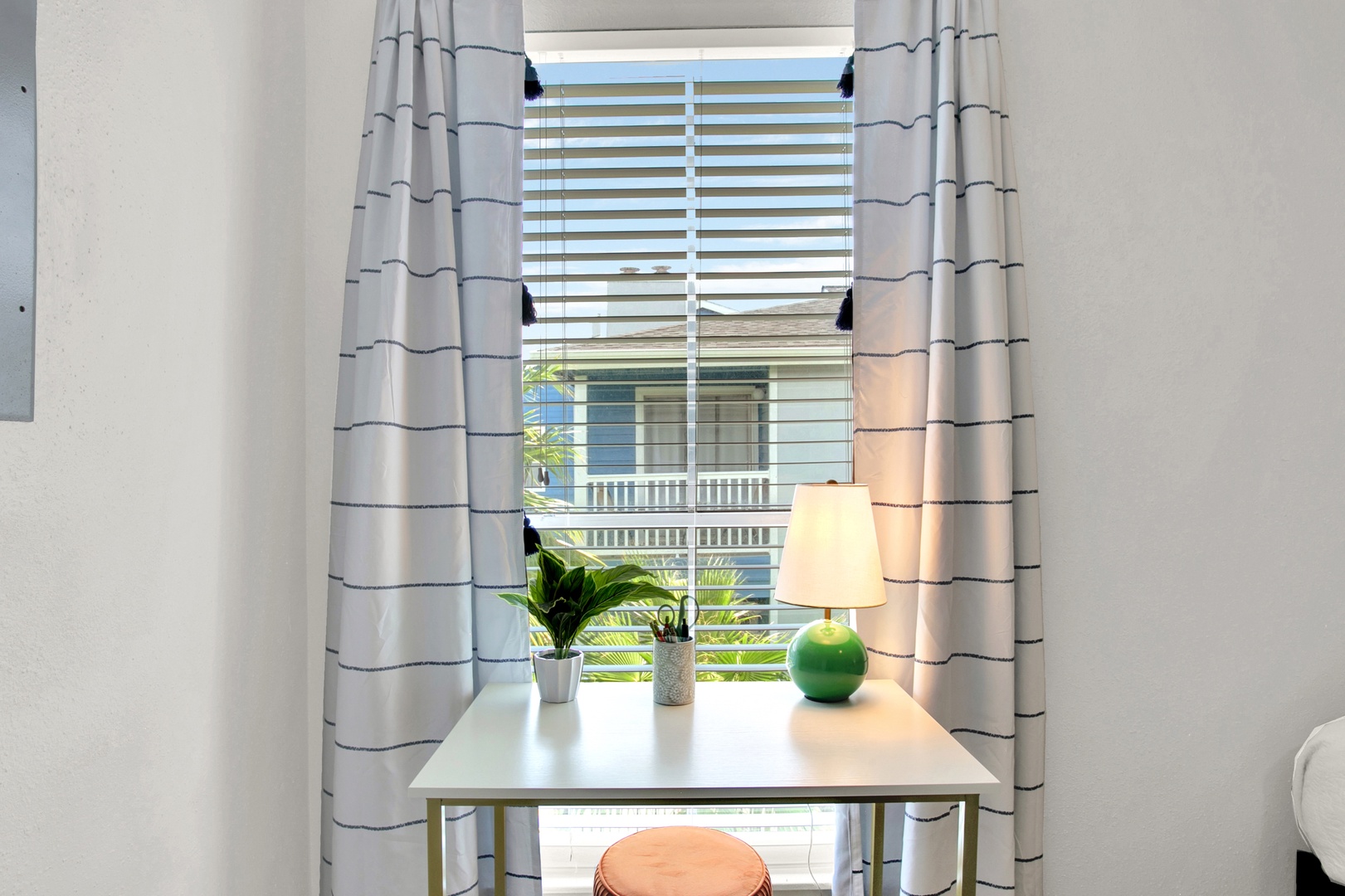 Bright workspace with natural light & tropical views