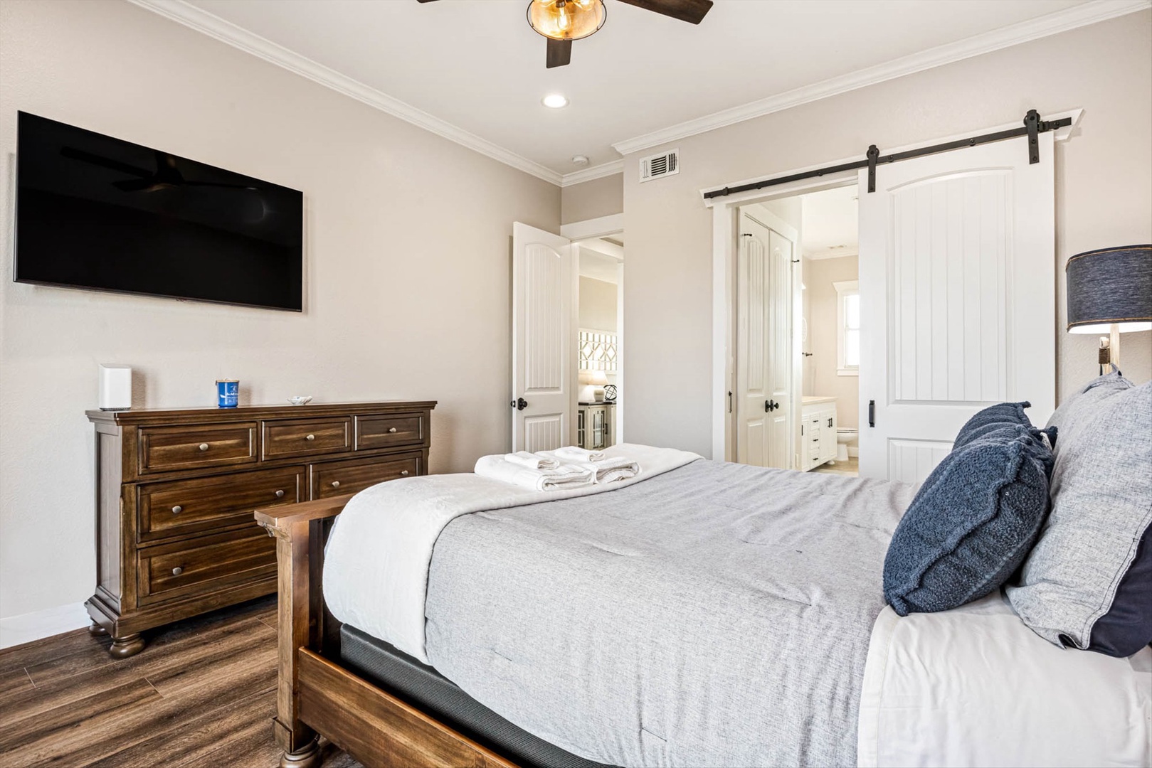 Elegant suite off living room with private en-suite.