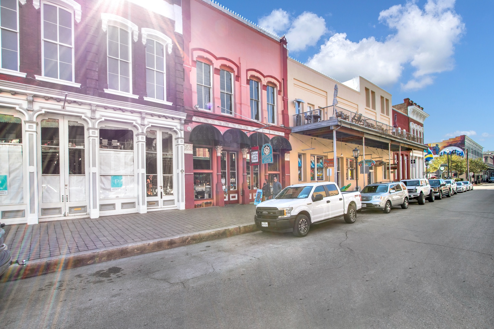 Vibrant downtown with historic architecture.