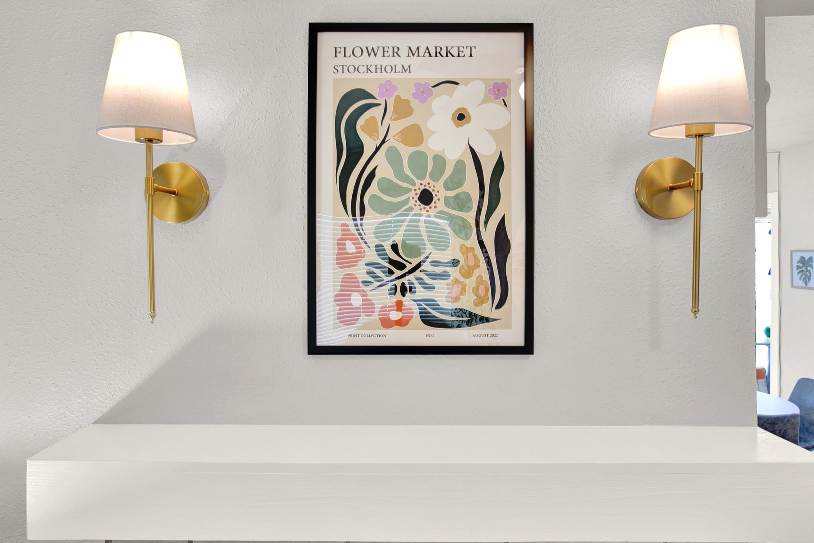 Welcoming space with stylish art and lighting