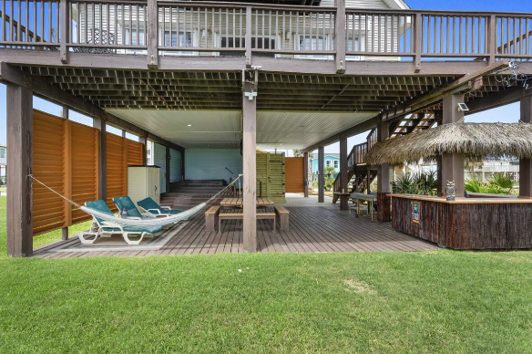 Relaxing coastal retreat with hammock