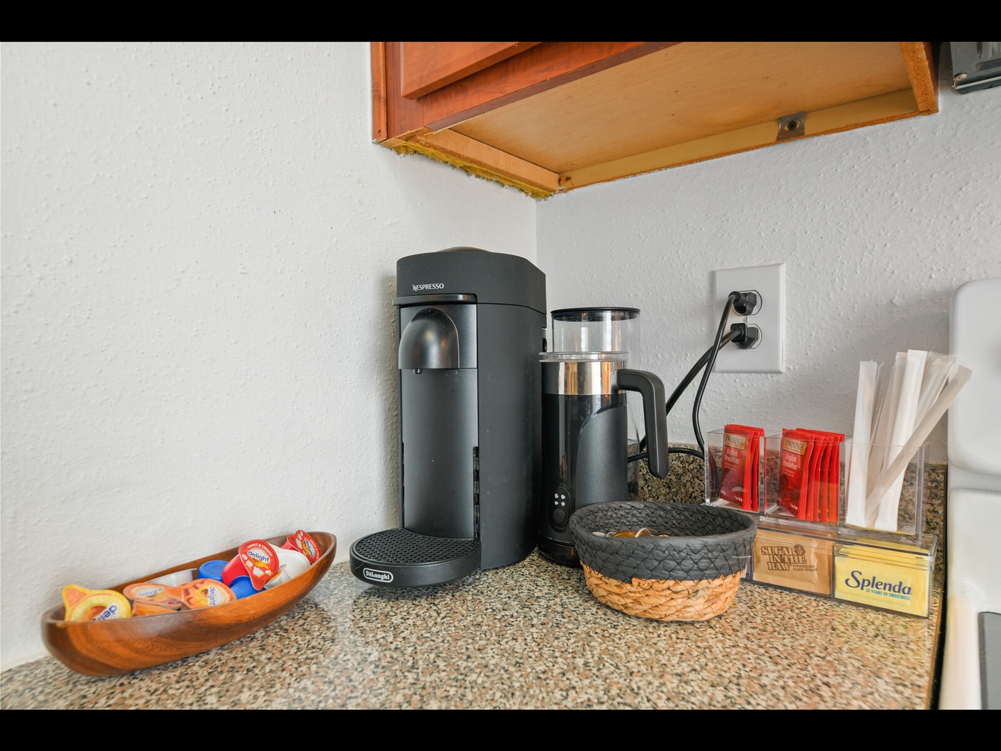 Coffee lovers' station with tea and extras