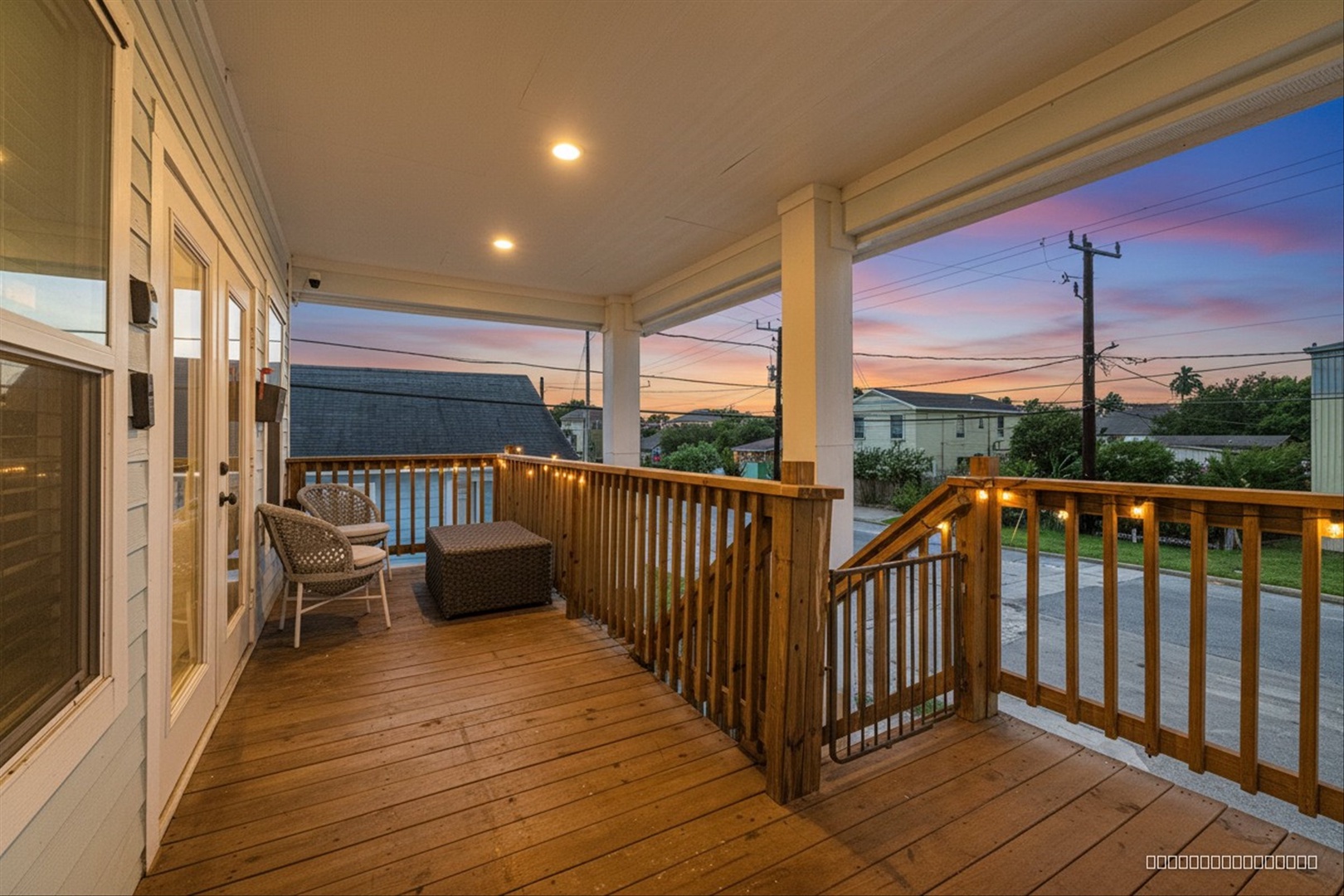 Unwind on a covered deck from morning to evening.