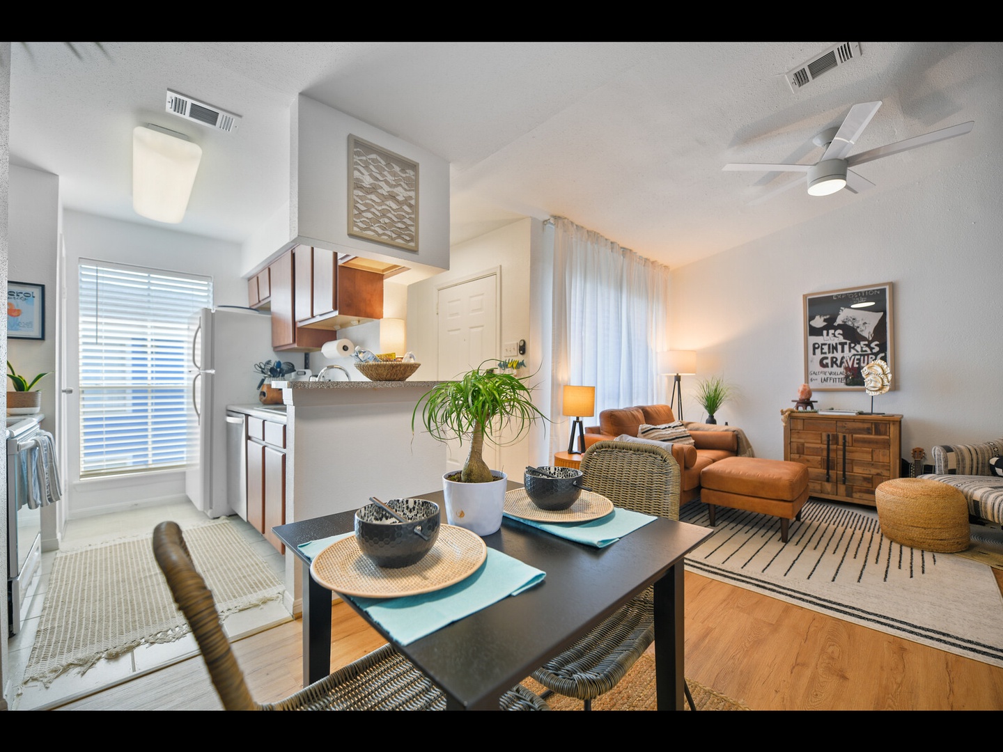 Bright open layout with modern kitchen and lounge