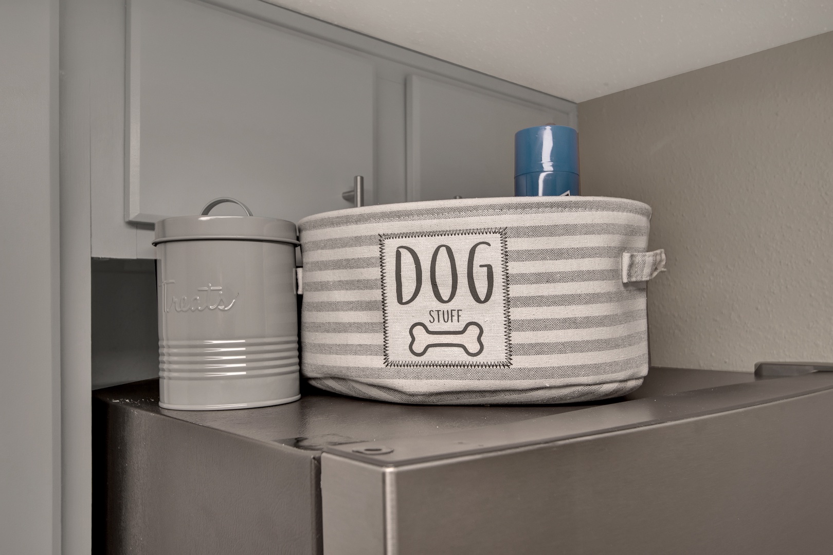 Pet station with treats and essentials ready to go.