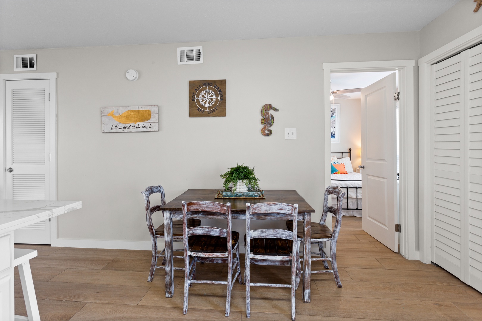 Rustic dining space with coastal charm