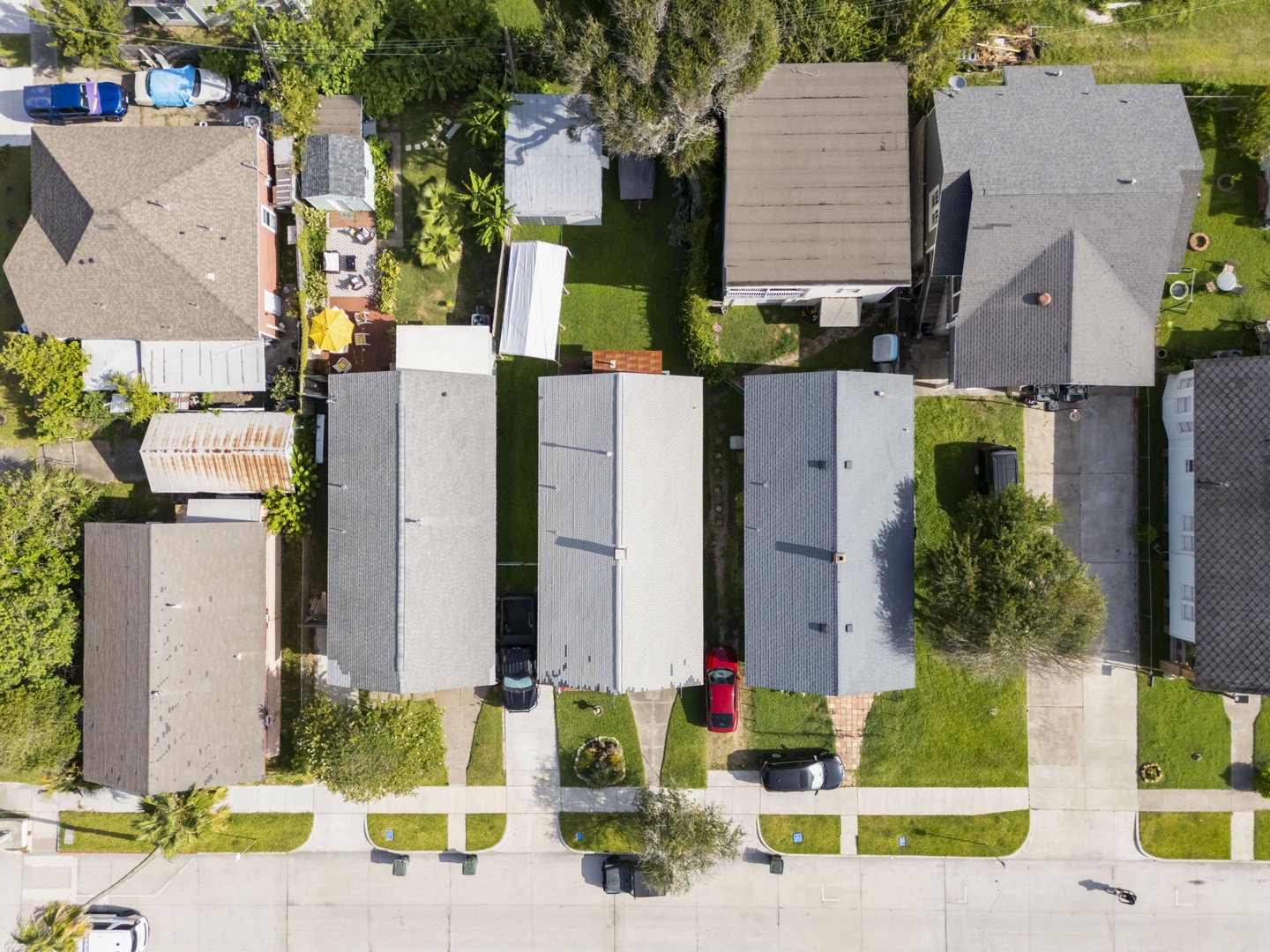 Aerial view, 1 block to beach in central neighborhood.