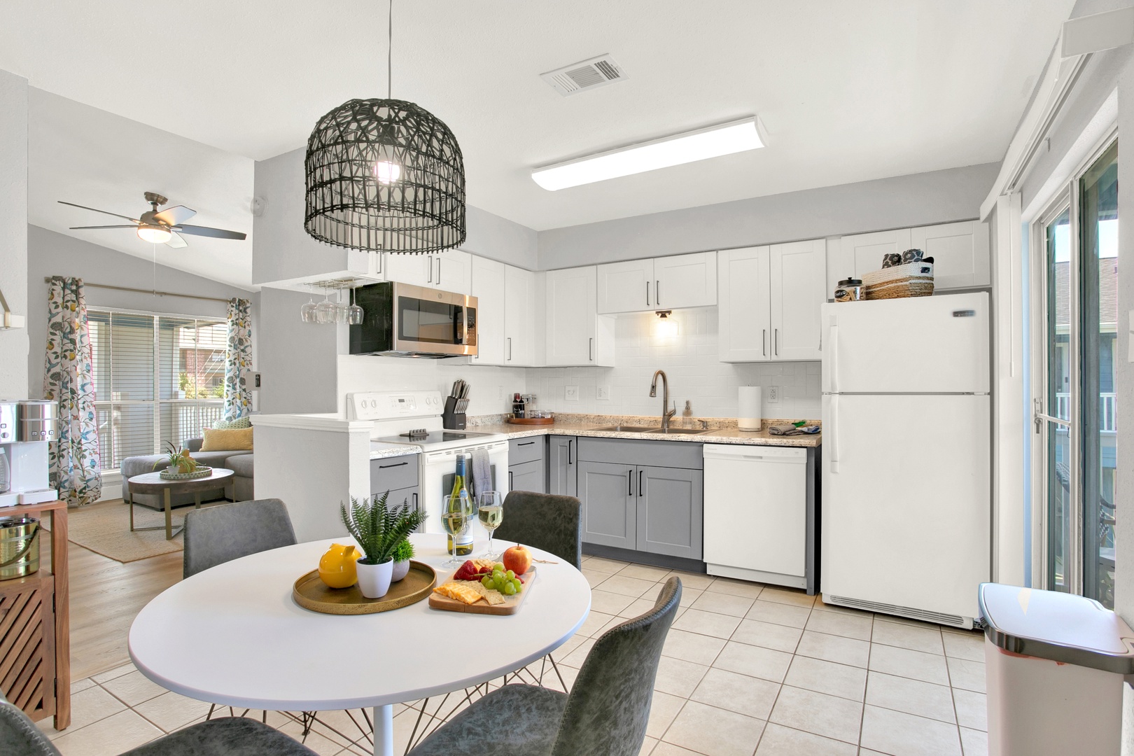 Enjoy a bright kitchen and cozy dining area