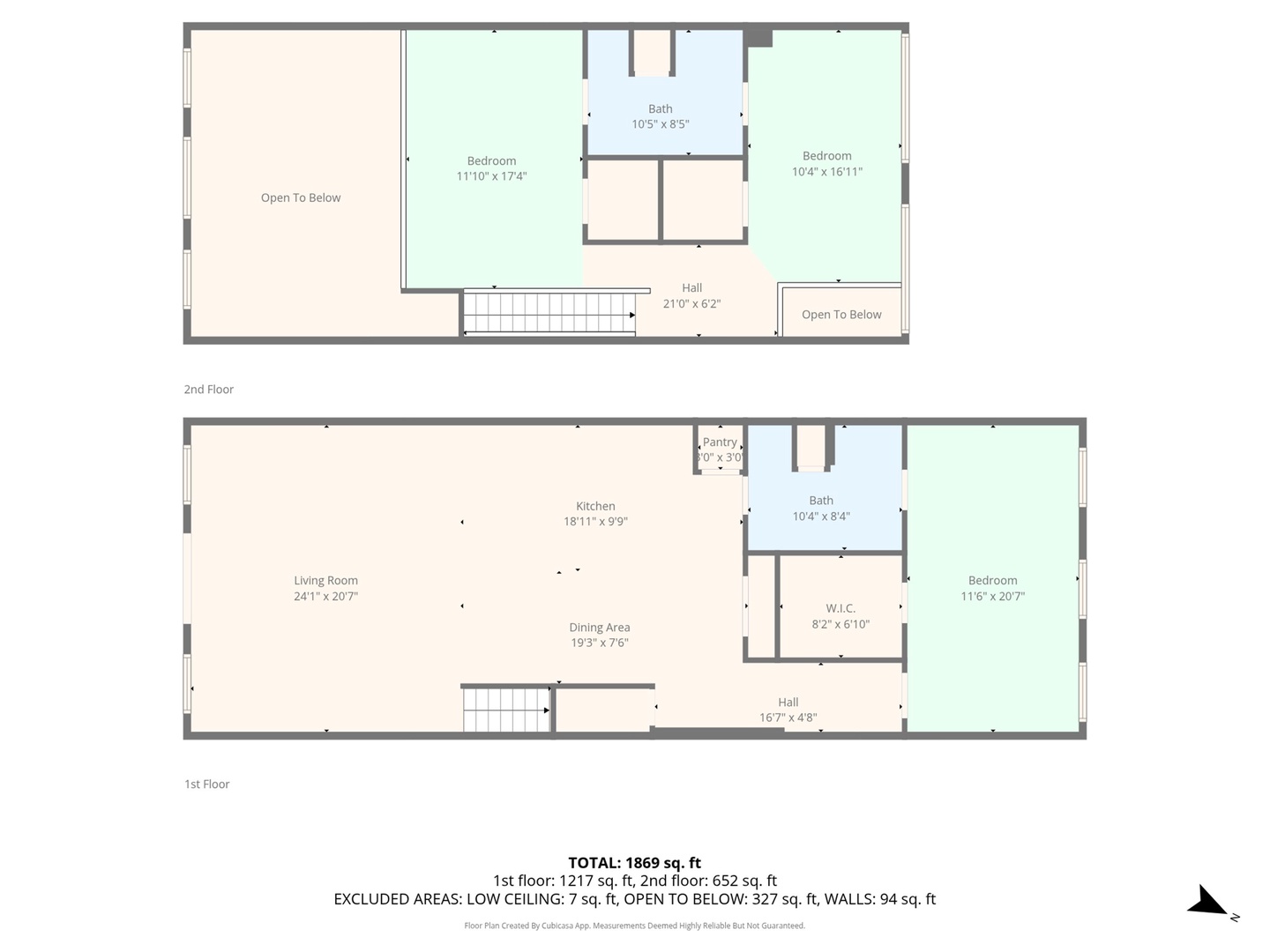 Two-story floor plan with 3 bedrooms, 2 baths, and open living.