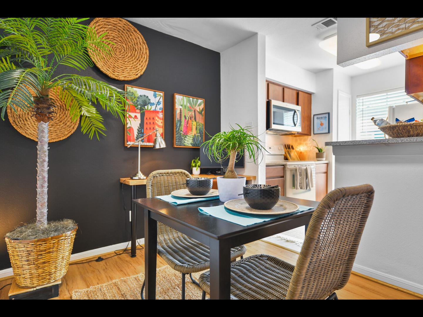 Cozy dining retreat with vibrant accents