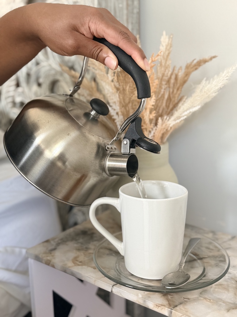 Start your morning with a freshly brewed cup in your private space. Your kettle is ready whenever you need a warm drink to begin the day or unwind in the evening.