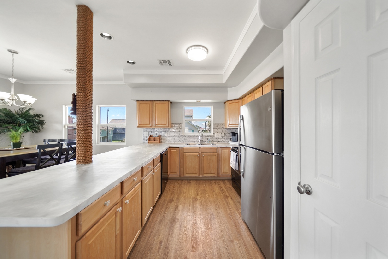 Spacious kitchen with stainless appliances