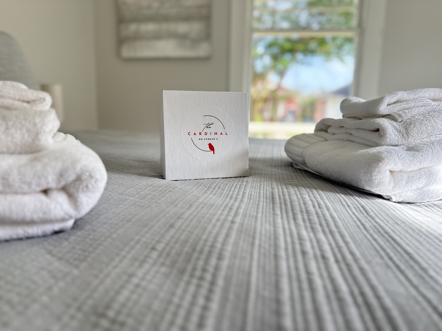 Sink into plush bedding and fresh towels. Your comfortable retreat awaits, with every detail thoughtfully prepared for your arrival.