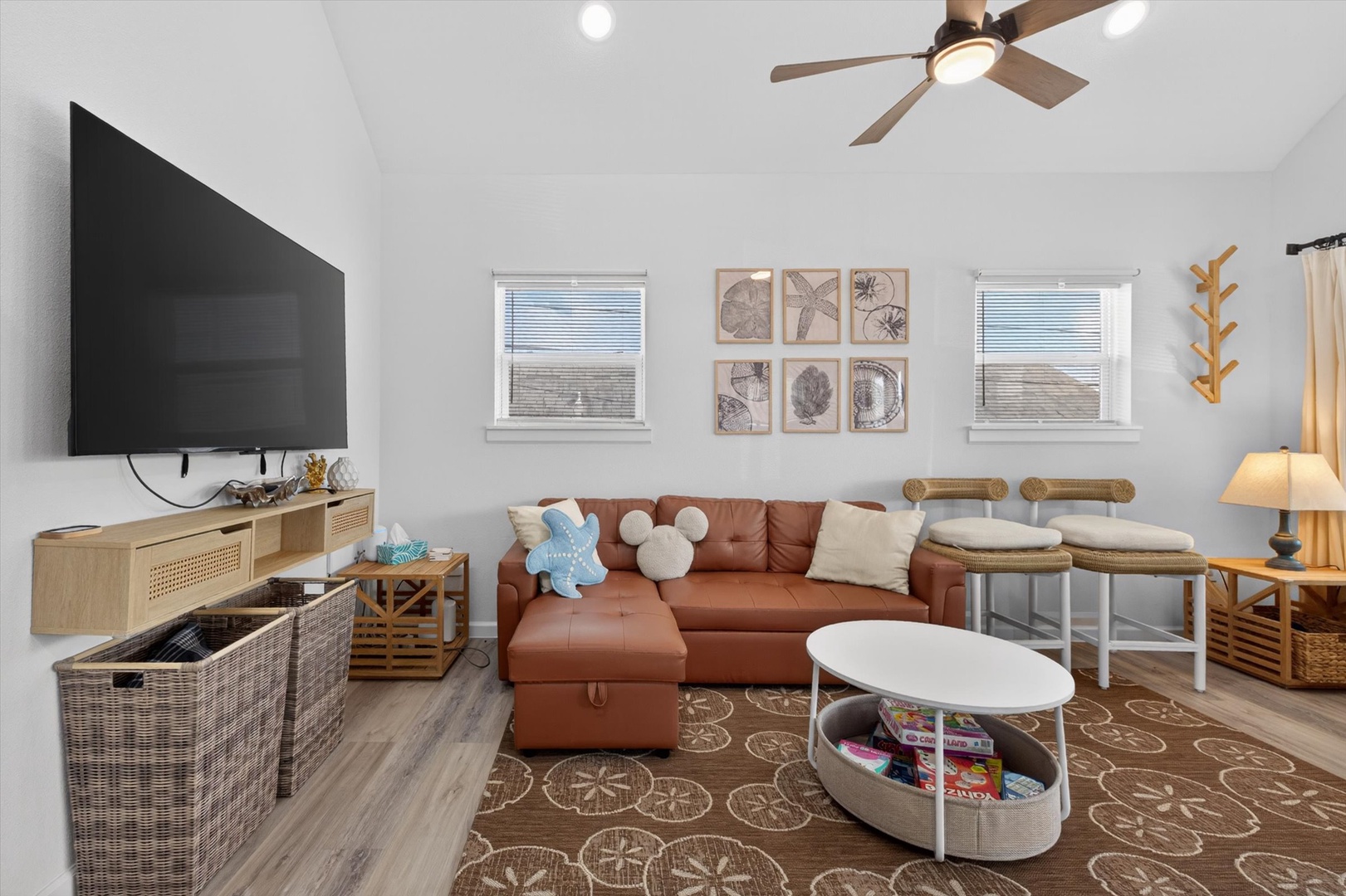 Bright, airy retreat with vaulted ceilings and sunlight.
