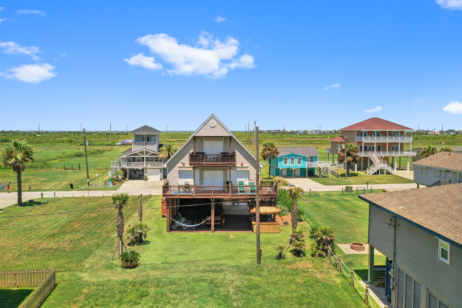 Aerial view of unique coastal retreat