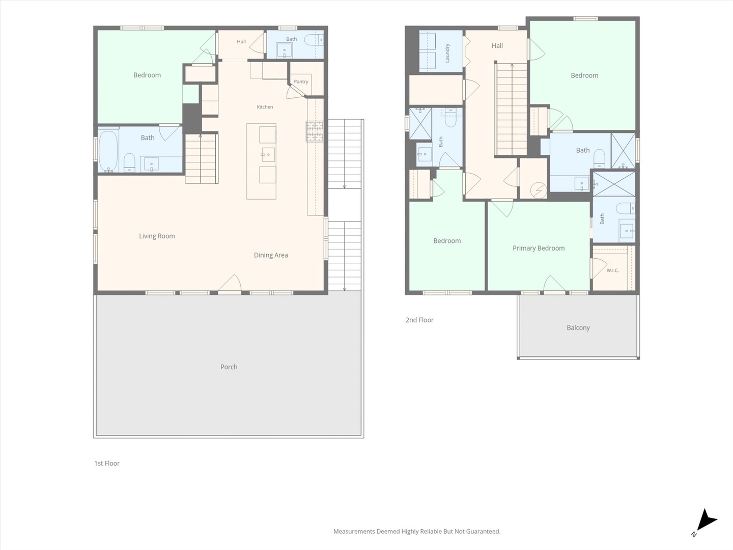 Floor plan highlights 4bedrooms in a two-story canal front home