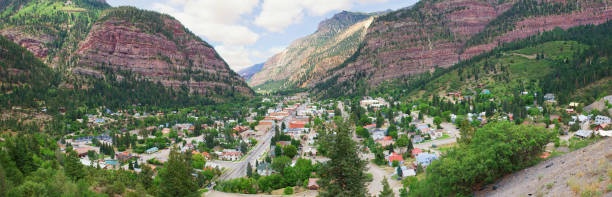 Arial view of the charming town of Ouray Colorado