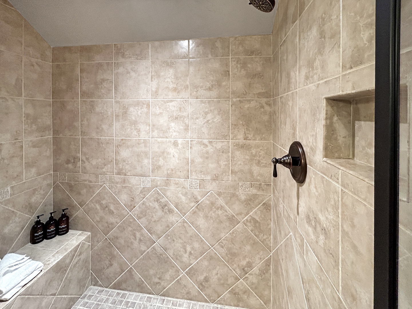 Luxurious walk-in shower in the third floor bedroom