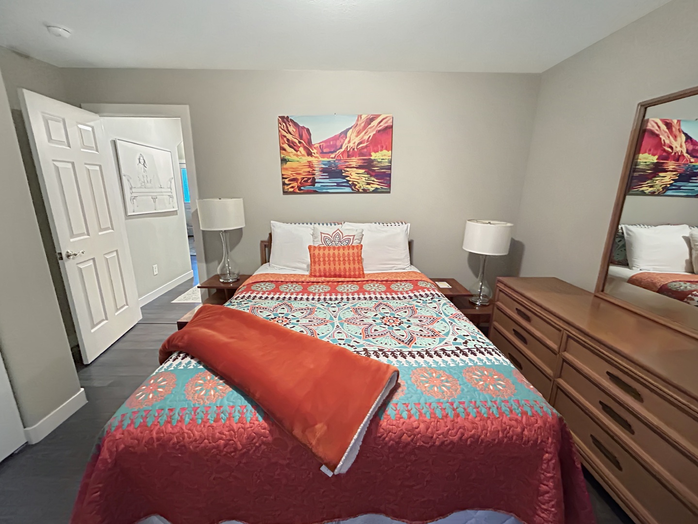 Bedroom with comfy queen bed