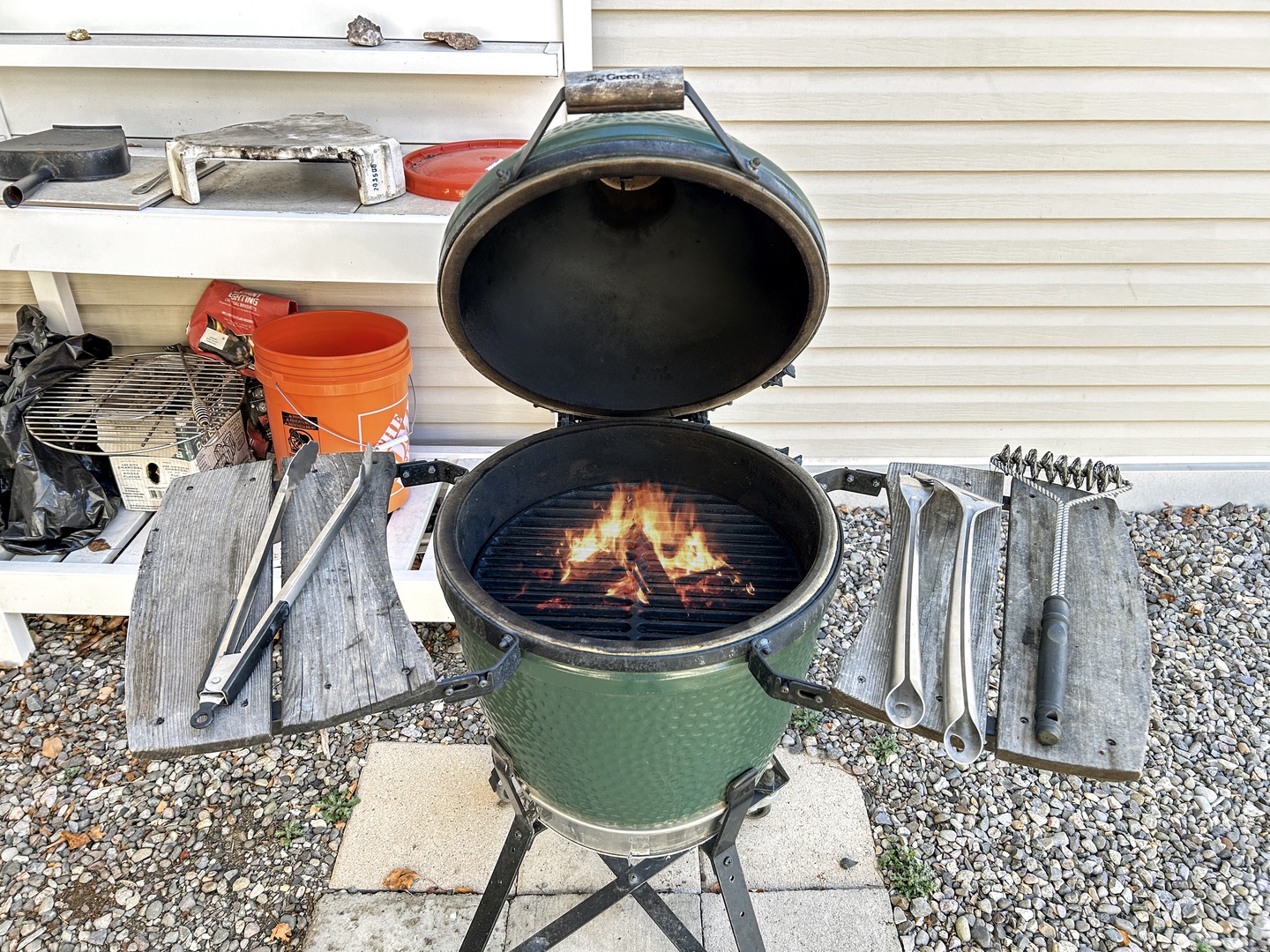 Fire up the Green Egg charcoal grill
