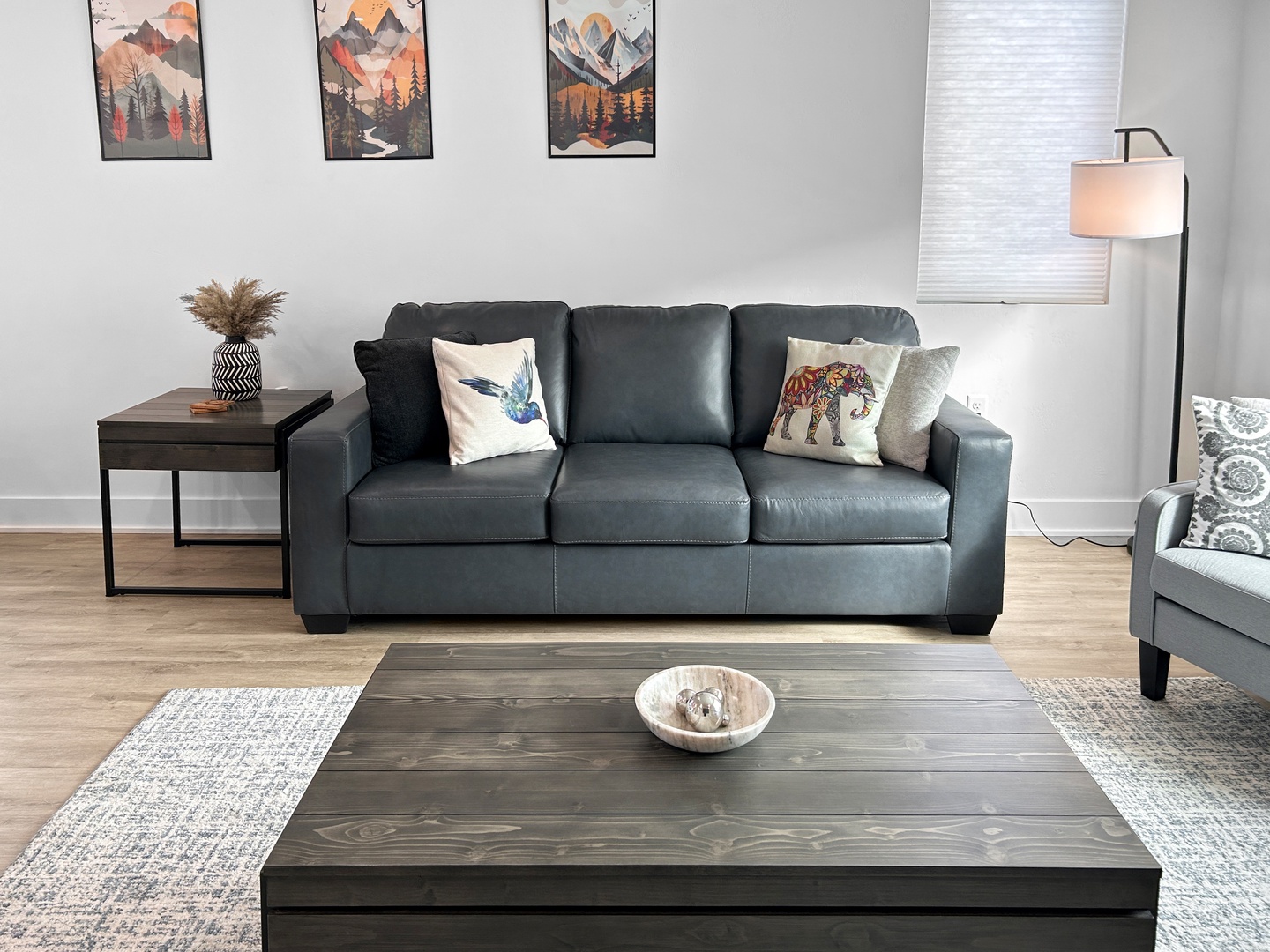 Modernly designed and bright living room.