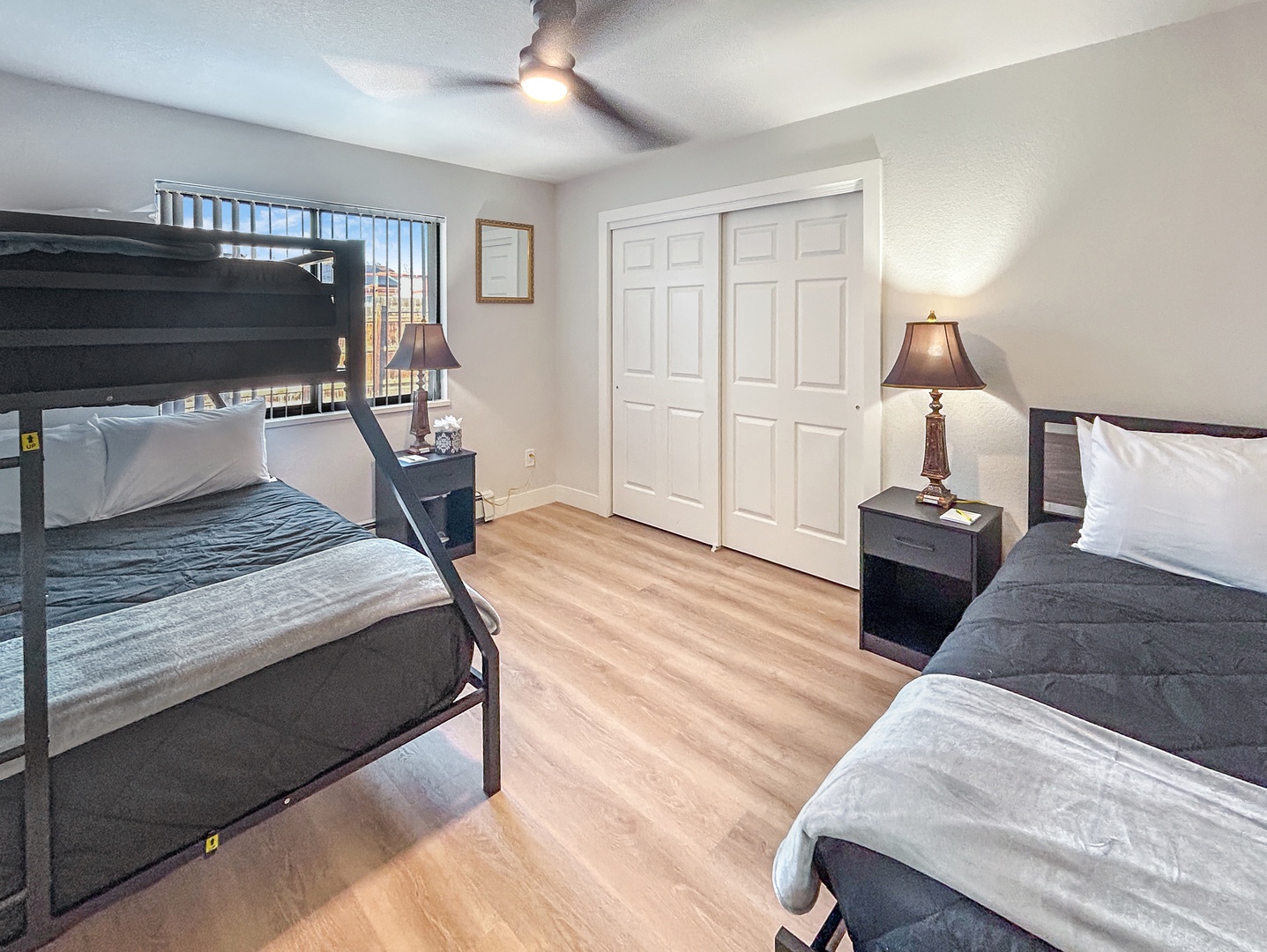 Rest comfortably in your spacious bedroom with bunk beds and a cozy single bed, perfect for family stays or group getaways.